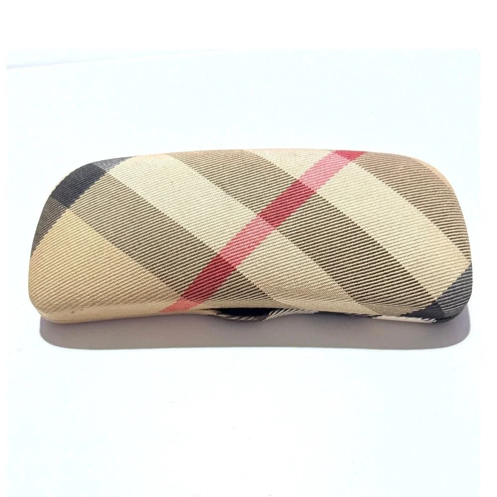 Burberry Eyeglass Case Nova Check Beige Plaid Hard Shell Luxury Designer Case